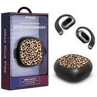 MyBat Design Lab Open Ear Bluetooth Earbuds - Black And Leopard Print-Stylish black and leopard print design for a bold fashion statement