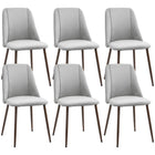 HOMCOM Dining Chairs with Velvet-touch Upholstery Accent - Grey - Set of 6-Packaged in a set of 6, use it for sitting down for dinner, conversation, and more