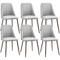 HOMCOM Dining Chairs with Velvet-touch Upholstery Accent - Grey - Set of 6-Packaged in a set of 6, use it for sitting down for dinner, conversation, and more