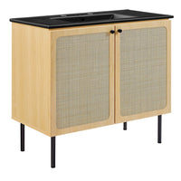 Modway Chaucer 36" Bathroom Vanity - Oak/Black-MDF and Particleboard
