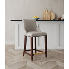 Manhattan Comfort Shubert 22.64" Modern Leatherette Upholstered Counter Stool - Light Grey-Frame Made of Solid Beech Wood with Rich Dark Finish - Features a Gold Metal Foot Plate