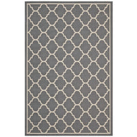 Modway Avena Moroccan Quatrefoil Trellis Indoor/Outdoor Area Rug - 8 ft W x 10 ft L - Grey/Beige-Moroccan Quatrefoil Trellis Area Rug