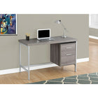 Monarch Specialties 7150 48" Computer Desk - Dark Taupe/Silver Metal-Features plenty of closed storage with two storage drawers including a file drawer for standard and legal sized folders for your home office, and a spacious top drawer to keep office essentials within reach.