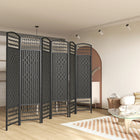 HOMCOM 6 Panel Wave Fiber Freestanding Room Divider for Home Office - Black-Lightweight and easy to move around
