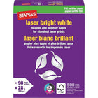 Staples FSC-Certified Laser Bright White Paper - 28 lb. - 8.5" x 11" - White - 500 Sheets-8.5" x 11" (Letter Size)