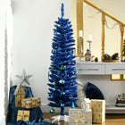 HOMCOM 5' Pencil Artificial Christmas Tree - Deep Blue-Base is detachable for easy storage 