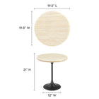 Modway Lippa 20" Round Faux Travertine Side Table - Black Travertine-Chip-Resistant Black  Metal Base