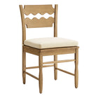Modway Jax Oak Wood Dining Chair With Wavy Razor Back and Cushion - Weathered Oak Linen-Solid Oak Dining Chair