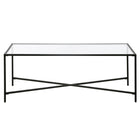 Hudson&Canal Henley 48"W Rectangular Coffee Table with Glass Top - Blackened Bronze-Features a tempered glass top