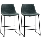 HOMCOM Counter Height Bar Stools with Back - Dark Green - 2 Pack-Classic distressed PU leather design
