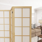 HOMCOM 4 Panel Freestanding Room Divider for Bedroom - Natural and White-Material: Pine Wood, Nonwoven Fabric 
