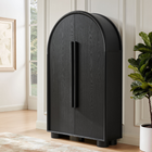 Modway Bellamy Arched Fold-Out Desk Cabinet - Black Oak-Adjustable Interior Shelf