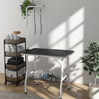 PawHut Dog Grooming Table with Adjustable Arm - Black-Foldable table legs streamline storage and transport