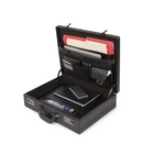 Bugatti Expandable Vinyl Attache Briefcase, 12-1/2" x 17", 4"-5" Depth, Black-Combination locks offer extra security