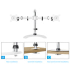 SHOPPINGALL Dual LCD LED Monitor Mount Stand with 2 Adjustable Arms for 13"-32" Monitors with 3 Mounting Options in The Box - SA-D29S-White-8