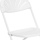 Flash Furniture HERCULES Series Plastic Fan Back Folding Chairs - White-Contoured Back and Seat