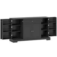 HOMCOM 55" Modern Sideboard Buffet Cabinet with Drawer & Side Storage Racks - Black-A spacious top, a large drawer and three cabinets, keeping your dining essentials organised
