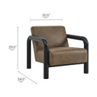 Modway Sereno Vegan Leather Accent Chair - Mushroom Black-Rounded Solid Wood Armrests