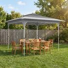 Outsunny 11.5 ft W x 11.5 ft L ft Pop Up Canopy Tent with 1-Button Push Setup - Dark Grey-UPF50+ 210D Oxford fabric roof with silver coating for excellent sun protection
