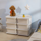Qaba 3 Tier Kids Toy Organizer with 6 Plastic Storage Bins - Cream White-Easy to open and close, making it suitable for your sweetie 