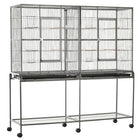 PawHut 64" H Large Metal Bird Cage with Detachable Rolling Stand - Black-Solid metal frame, steel wire, and durable plastic construction, durable to last for years 