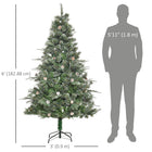 HOMCOM 6' Snow-Flocked Artificial Christmas Pine Tree with Pinecones - Green-Branches can be opened automatically for easy assembly 