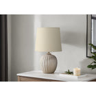 Monarch Specialties 19" H Transitional Table Lamp - Beige Resin / Beige Shade-The unique textured finish base with a fluted, concrete-look design adds depth and character, making it a standout addition to your home while brightening up your favorite corners