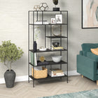 Hudson&Canal Winslow 72"H Bookcase - Blackened Bronze-Clean with a soft, dry cloth and no harsh chemicals or abrasive cleaning materials
