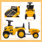 Qaba Caterpillar Licensed Kids Ride on Tractor with Shovel, Trailer - Yellow-Trailer attached for convenient toy and tool storage 
