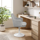 Modway Lippa Swivel Dining Upholstered Armchair - White Light Grey-Slightly Reclined Back