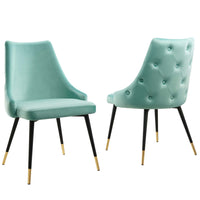 Modway Adorn Performance Velvet Dining Side Chair - Mint - 2 Pack-Vintage Modern Accent Dining Chair