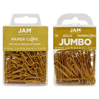 JAM Paper Combo Pack Colourful Paper Clips - Standard & Jumbo - Gold - 100 Pack & 75 Pack -Colour: Gold