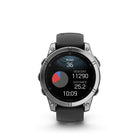 Garmin fēnix E - AMOLED Outdoor Recreation/Adventure Watches - 47 mm - Stainless Steel with Black Silicone Band-8