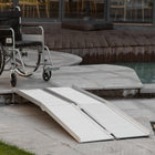 HOMCOM 6' Textured Aluminum Folding Wheelchair Ramp - Silver-Comes with two high sides to prevent accidental falls 