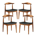 Modway Tracy Wood Dining Chairs - Black - 4 Pack-Fine Detail Stitching