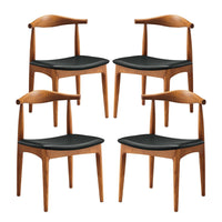 Modway Tracy Wood Dining Chairs - Black - 4 Pack-Fine Detail Stitching