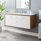 Modway Transmit 48" Wall-Mount Bathroom Vanity - Walnut/White-Wall-Mount Design