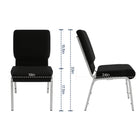 Flash Furniture HERCULES 18.5"W Stacking Church Chair in Black Fabric - Silver Vein Frame-Book Pouch on Back