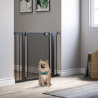 PawHut 29.5"-40.6" Metal Pet Gate with Auto Closing Door & Double Locking-Tall dog gate opens in both directions