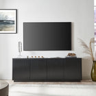 Hudson&Canal Hanson TV Stand for TV's up to 75" - Black Grain-Features easy assembly