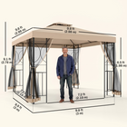 Outsunny 10 ft W x 10 ft L Patio Gazebo - Outdoor Double Top Pavilion Canopy-8 built-in grommets for proper water drainage
