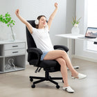 Vinsetto High Back Swivel Recliner Office Chair with Footrest and Padded Armrest - Black-Swivel wheels and seat ensure easy and quick mobility