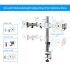 ShoppingAll Dual Monitor Mount Stand with Adjustable Arm for 13"-32" Monitors - White-The VESA head can tilt +90-degrees to -35-degrees, swivel 180-degrees, and 360-degrees rotation. Easy rotation between portrait and landscape viewing positions.