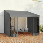 Outsunny 10 ft W x 10 ft L Wall Mounted Pergola Gazebo with Curtains and Nettings - Dark Grey-PA-coated polyester pergola canopy protects against UV