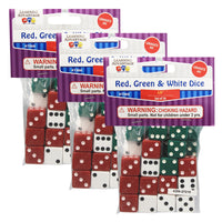 Learning Advantage Dot Dice - 36 Dice per Pack - Red/Green/White - 3 Pack-Great to use for games and a teaching tool!