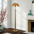 Hudson&Canal York 58" Tall Floor Lamp with Metal Shade - Brass/Brass-Handcrafted brass finish is applied to the geometric metal base