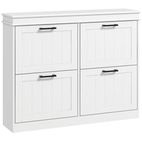 HOMCOM Narrow Shoe Cabinet with Flip Drawers & Adjustable Shelf for Entryway - White-Modern shoe cabinet matches the home furniture of most styles