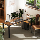 HOMCOM 70.9" Large Computer Desk - Rustic Brown-Accommodates unlimited size computer monitors