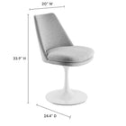 Modway Lippa Swivel Dining Upholstered Side Chair - White Light Grey-Armless Design with Pedestal Base