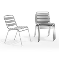 Flash Furniture Commercial Aluminum Indoor-Outdoor Restaurant Stack Chair with Triple Slat Back-Set of 4 Stackable Cafe Chairs